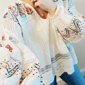 Anthropologie embroidery detailed blouse